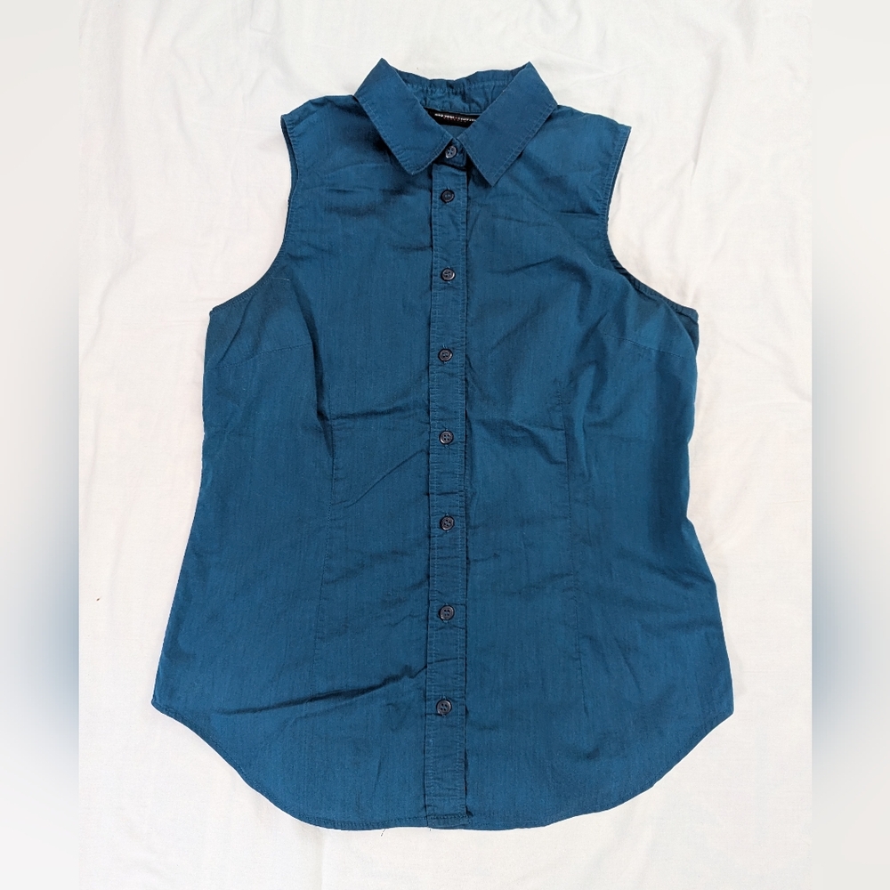 New York & Company Teal Sleeveless Blouse